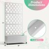 White Metal Outdoor Raised Garden Bed Planter Box with Trellis on Wheels