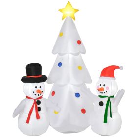 HOMCOM 6ft Christmas Inflatable Tree with Star and Snowmen, LED Lighted for Home Indoor Outdoor Garden Lawn Decoration Party Prop