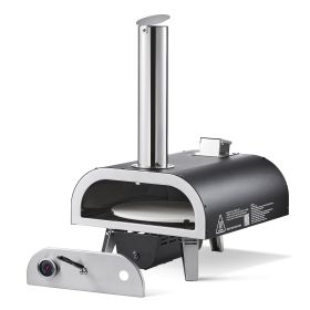 Outdoor Pizza Oven, 12 in Wood Fired Pizza Ovens, Pellet Pizza-Stove with Thermometer & Electric Rotation