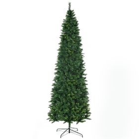 HOMCOM 9' Artificial Pencil Christmas Trees, with Auto Open, Steel Base, Pine Needles, for Home Xmas Decoration
