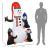 HOMCOM 6' Christmas Holiday Yard Inflatable Outdoor Light Up LED Xmas Decoration 3 Penguins Building Snowman