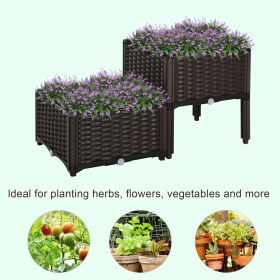 Raised Garden Bed With Legs, Self-Watering Planter Box Raised Bed To Grow Flowers (Color: BROWN)