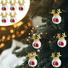 5PCS Disco Mirror Elk Horn Christmas Ball Silvery Xmas Tree Decoration Reflective Hanging Disco Balls Decor For Christmas Holiday Wedding Birthda (Option: Multicolour)
