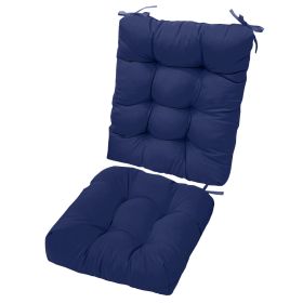 Multiple Color Options - Rocking Chair Cushion Set Upper And Lower Back And Seat Sets With Non-Slip Ties Polyester Fiber Filling Comfortable For (Color: Navy blue)