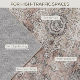 8x10 Area Rug, Vintage Machine Washable Rug, Non-Slip Floor Carpet For Living Room, Bedroom, Dining Room,brown (Color: BROWN)