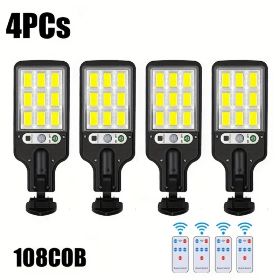 Waterproof Mini Solar Outdoor Light Street Light 108LED With Remote Control (Option: 4pcs)