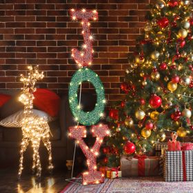 29X27X99cm, JOY Letter 2D Warm White Light, Mesh Powder 4.5V, 1.35W, Classic Elements Of Christmas Lighting (Option: Warm white)