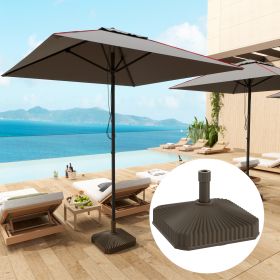 Square Patio Umbrella Base Holder, Heavy Duty Outdoor Umbrella Stand Base, Filled Up To 42lbs With Stand Or 33lbs With Water For Garden, Poolside (Color: BROWN)