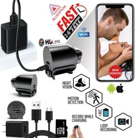 FREE 64G HD Hidden Spy Nanny Camera Wireless Wifi Home Security Night Vision HD 1080P (Color: Black)