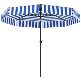 8.6FT Patio Umbrella, Outdoor Market Umbrella, 2-Tier Vented Patio Table Umbrella With Crank 8 Ribs, Tiltable Porch Umbrella For Garden Deck Pool (Color: Navy blue)