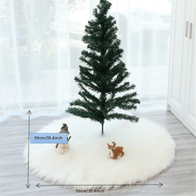 1pc Snow White Faux Fur Christmas Tree Skirt - Festive Holiday Decorations for Home and Party (Color: White, size: 35.43*35.43inch)