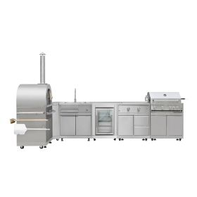 TMG Living Kitchen Pro Series 7-Piece Stainless Steel Modular Outdoor Kitchen Suite Set, 35" Refrigerator Cabinet, 32" BBQ, 4-Burner Gas Grill, S (Material: Box 05)