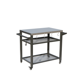 3-Shelf Outdoor Grill Table, Grill Cart with Wheels, Outdoor Pizza Oven and Food Prep Table, Blackstone Table with Stainless Steel Tabletop (Color: as Pic)