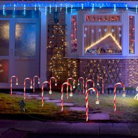 Solar Christmas Candy Cane Lights with 12 Candies 72LEDs Outdoor Christmas Decorations IP44 Waterproof Flickering Pathway Markers String Lights w (type: Santa)