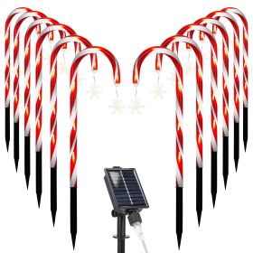 Solar Christmas Candy Cane Lights with 12 Candies 72LEDs Outdoor Christmas Decorations IP44 Waterproof Flickering Pathway Markers String Lights w (type: Snowflake)