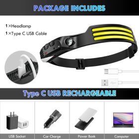 COB -LED Rechargeable Headlamp Headlight Torch Work Light Head Band Lamp 6000K (Option: W12401521)
