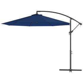 10 Cantilever Tilt Offset Patio Umbrella W UV & Water Safe Material & Cross Base Weight Not Included, Navy Blue (Color: Navy blue)
